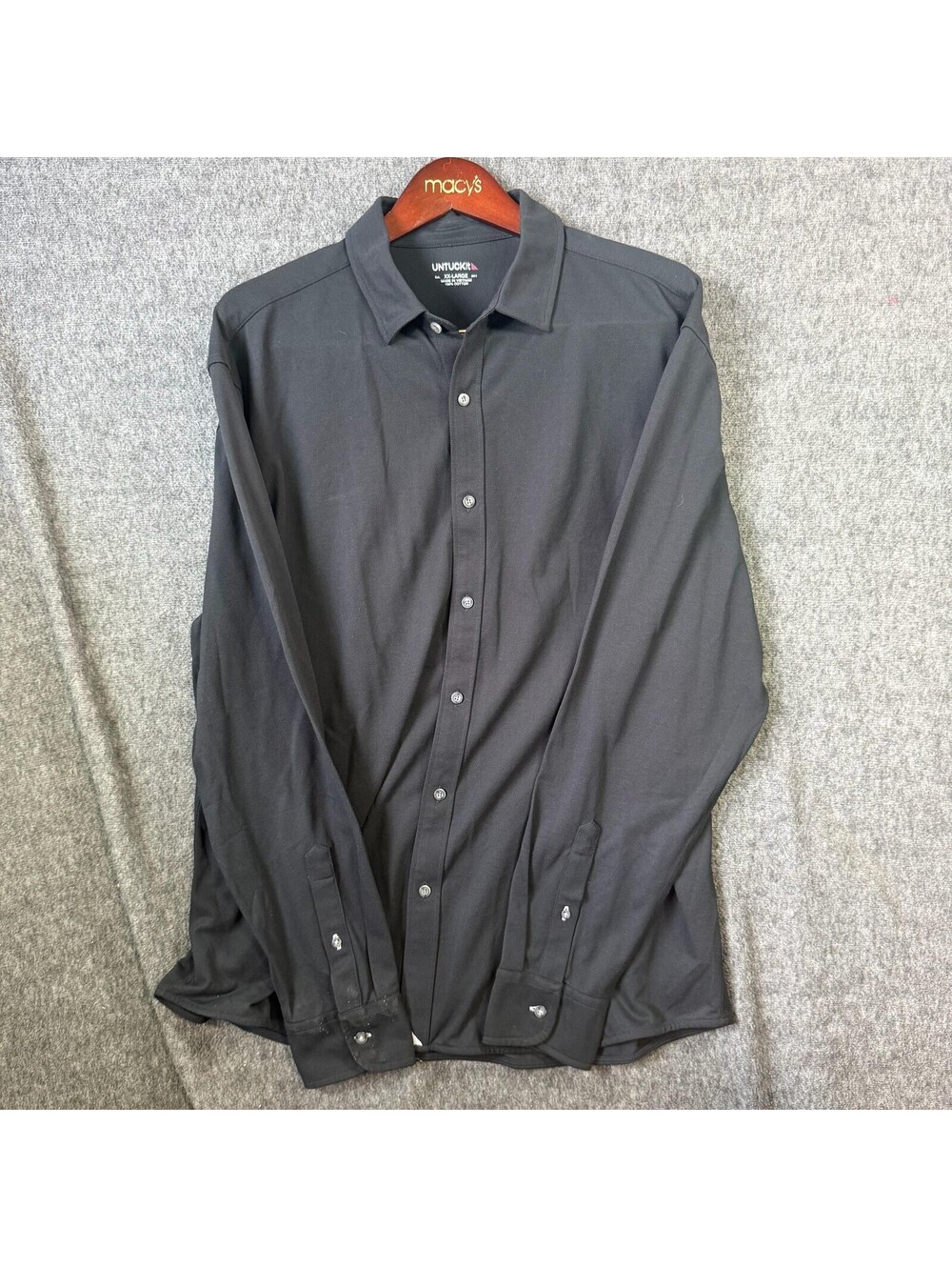 UNTUCKit Mercurey Shirt Mens 2XL Black Cotton Knit Long Sleeve Button Up Casual